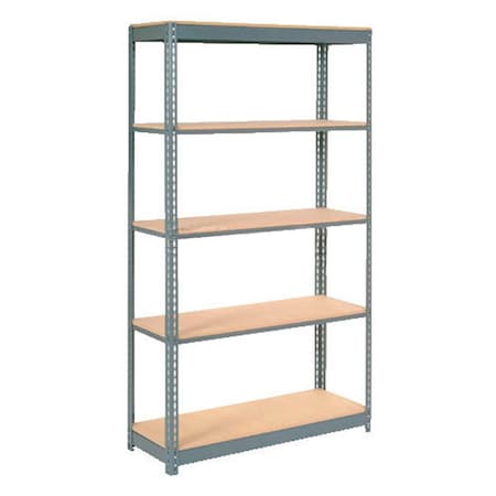 Global Industrial 5 Shelf, Boltless Shelving, Starter, 48inW x 18inD x 96inH, Wood Deck 254443H